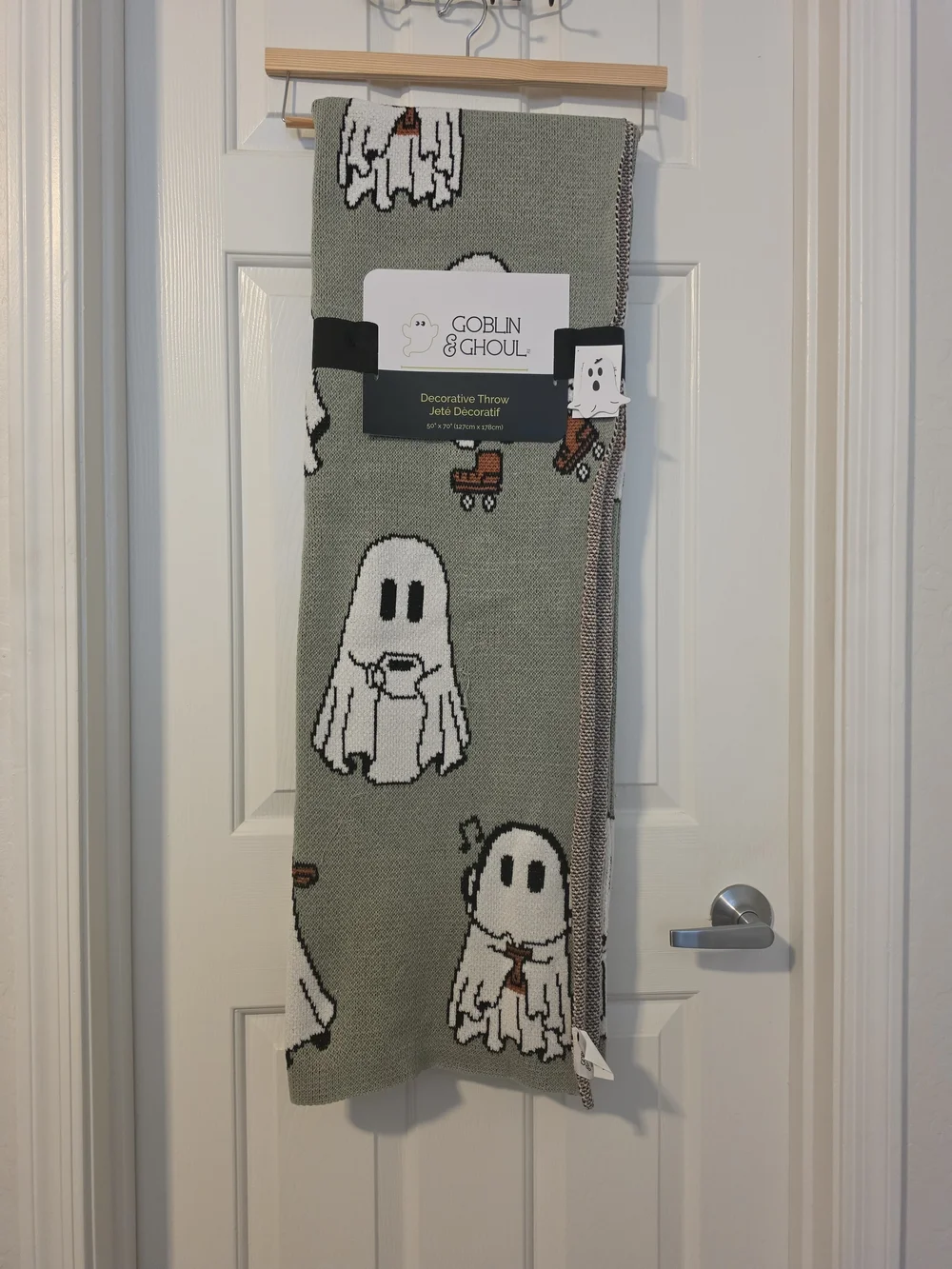 Sage Green Ghost Decorative Throw Blanket